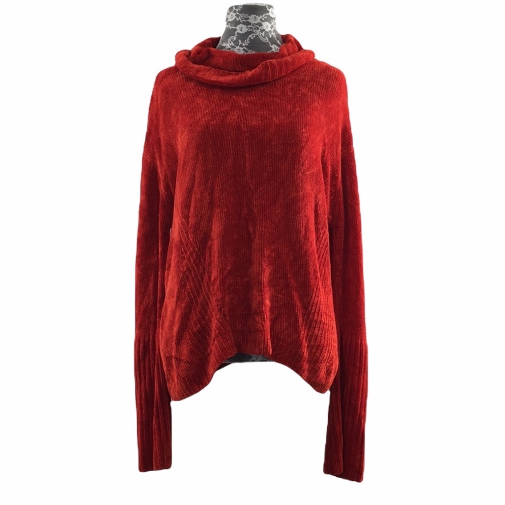 525 America Cardinal Red Knit Cowl Neck Sweater‎